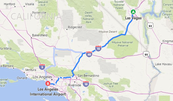 Leje af stor bil i Las Vegas one way til LAX – typisk USA billeje i januar med envejsleje