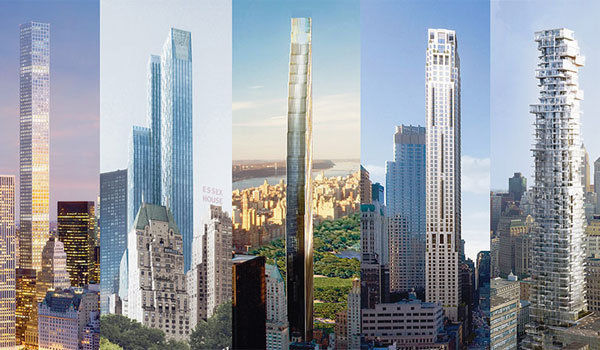 New York pencil towers kaster lange skygger over Central Park